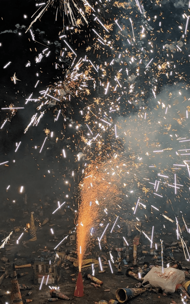 Diwali crackers bursting at Dwarkadhish Temple NJ,New Jersey