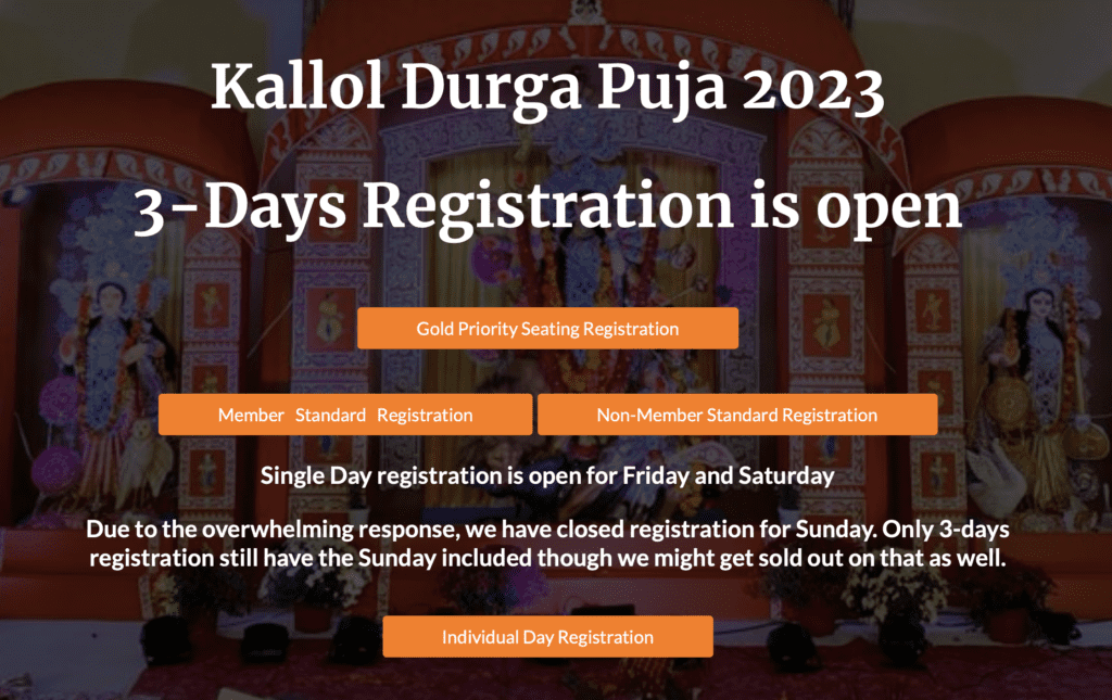 Kallol Durga Puja 2023 Schedule